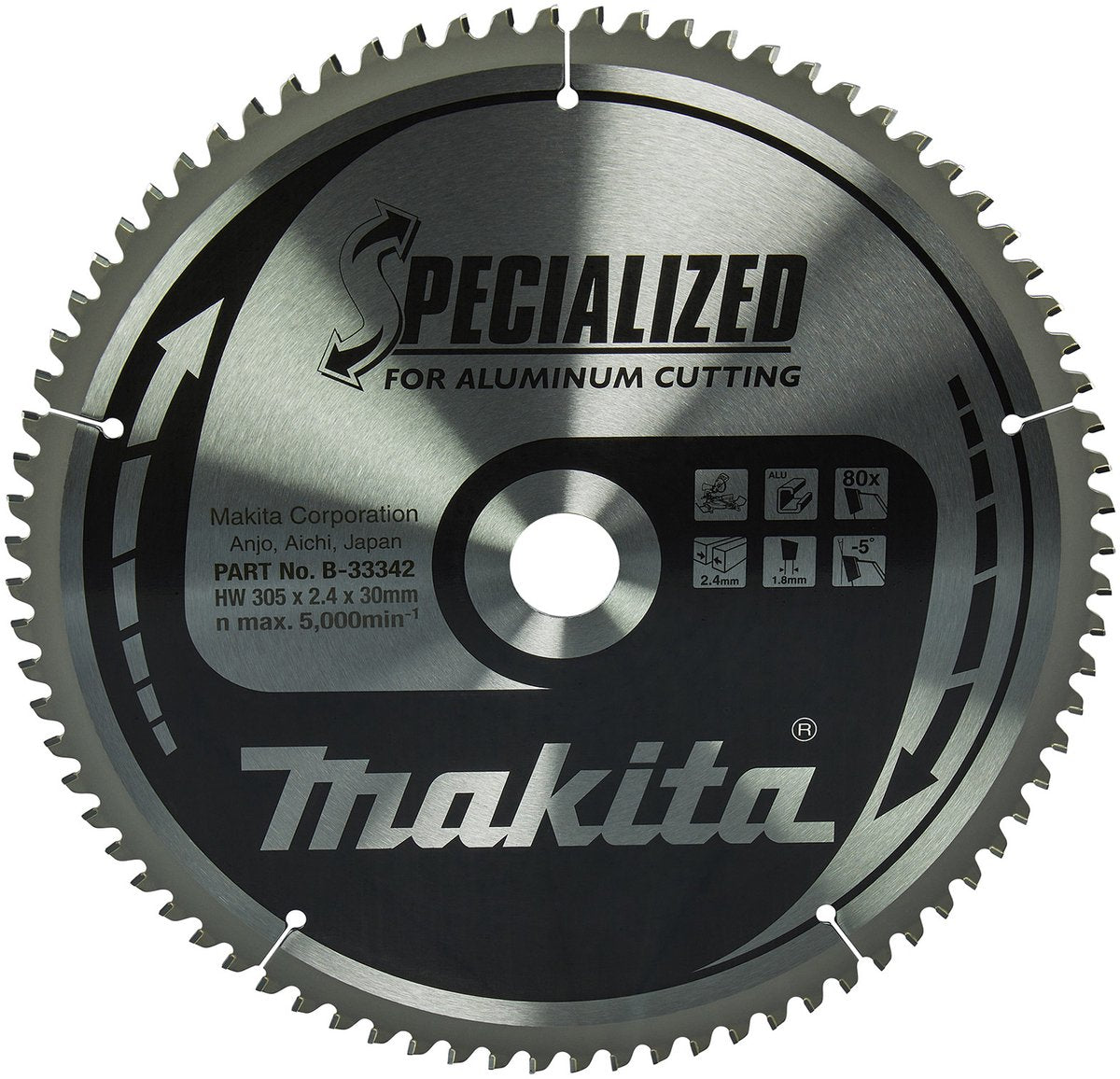 Makita cirkelzaagblad voor aluminium | specialized: aluminium | ø 305mm asgat 30mm 80t - b-33342