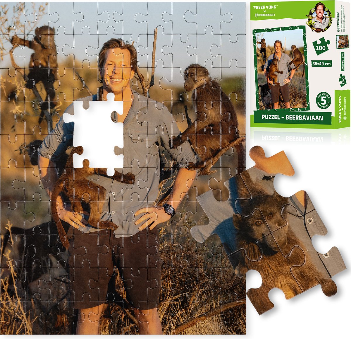 Freek Spark x Bresser - Freek Spark Bear Baboon Puzzle - per bambini - 100 pezzi