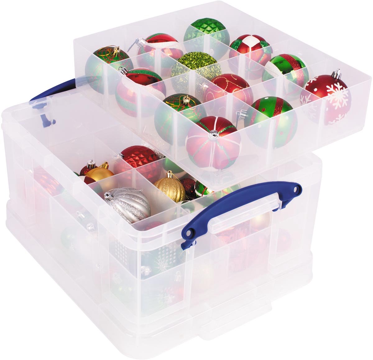 Caja de almacenamiento realmente útil 21 l | con 2 cajas insertables | transparente