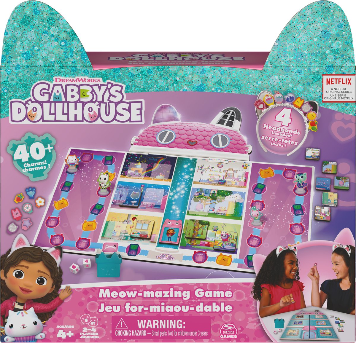Spin master games gabby's poppenhuis bordspel - met 4 kattenoorhoofdbanden