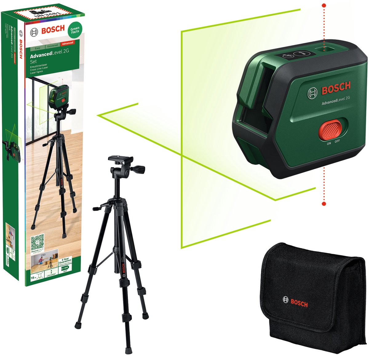 Set Bosch Advanced Level 2g - Laser a linee incrociate incluso treppiede