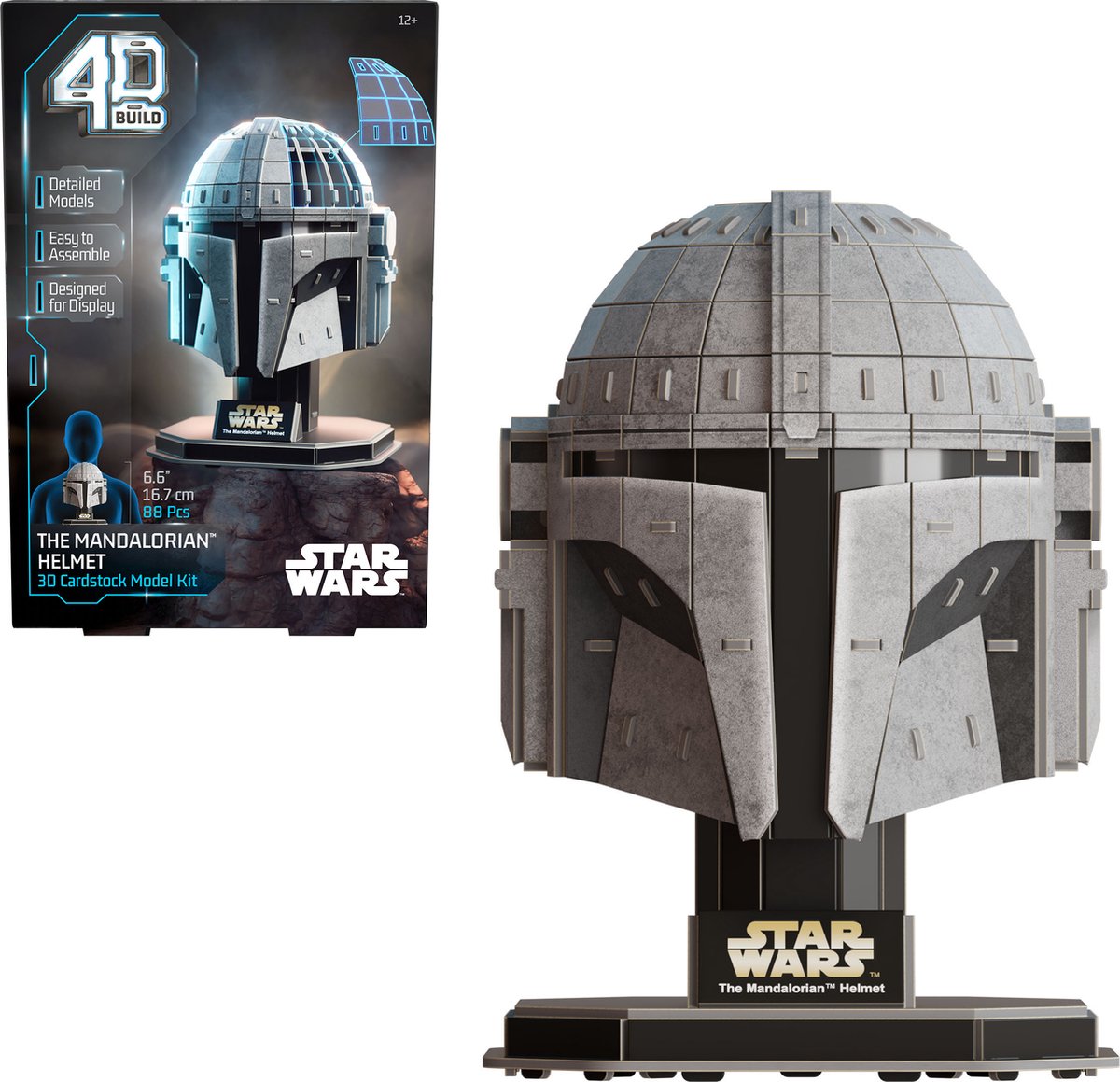 4d build star wars - the mandalorian helm - 3d puzzel - 88 stuks - kartonnen bouwpakket