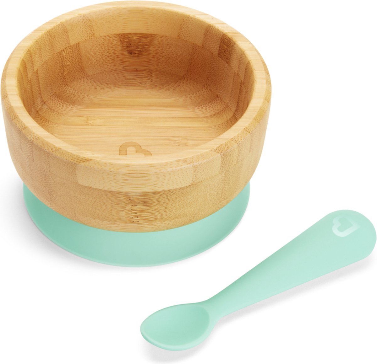 Set stoviglie Munchkin in bambù per neonati e bambini piccoli - cucchiaio e ciotola in silicone con ventosa - antiscivolo - dai 6 mesi