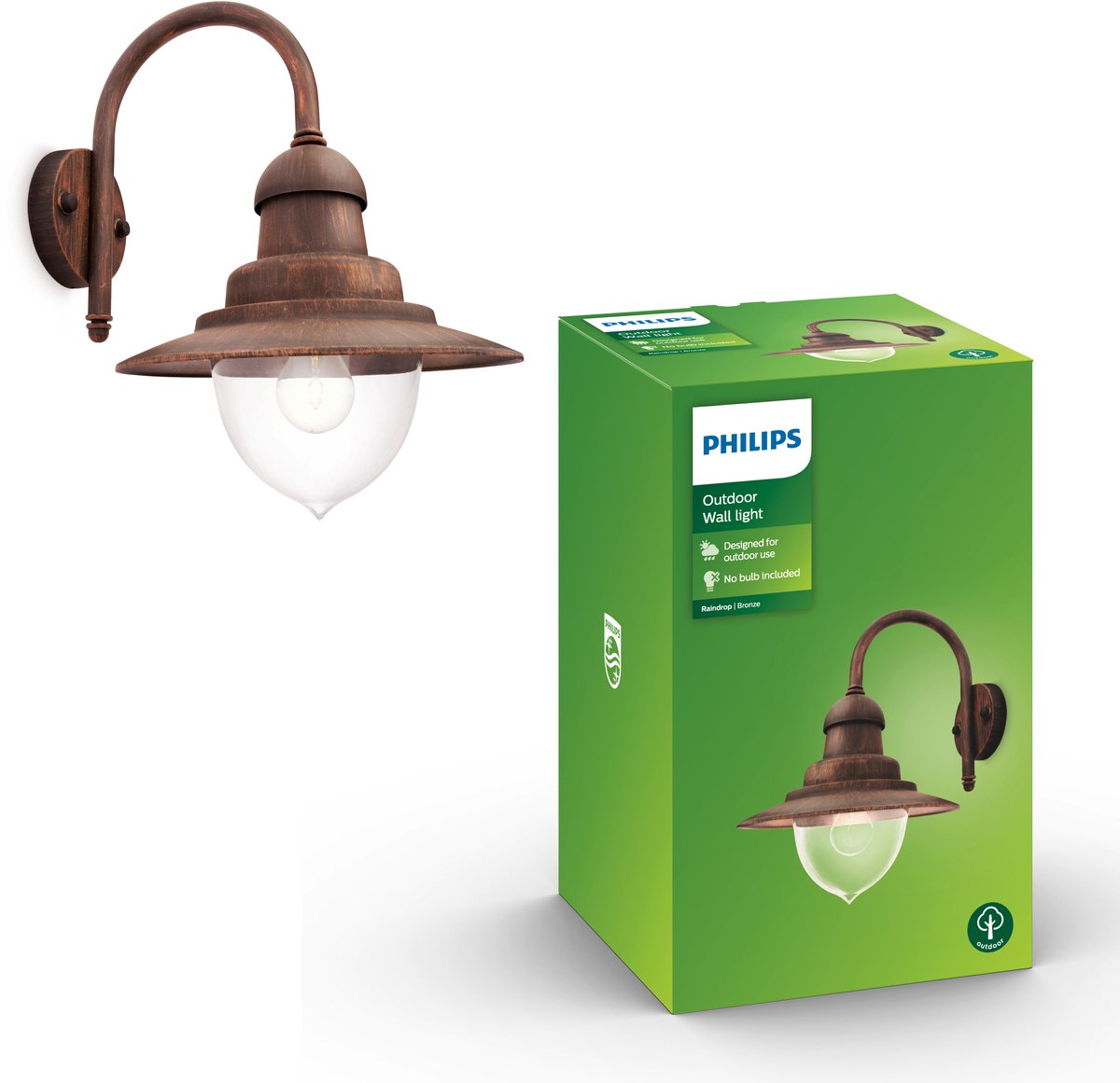 Philips LED Philips Raindrop aplique de exterior - 1 luz - bronce