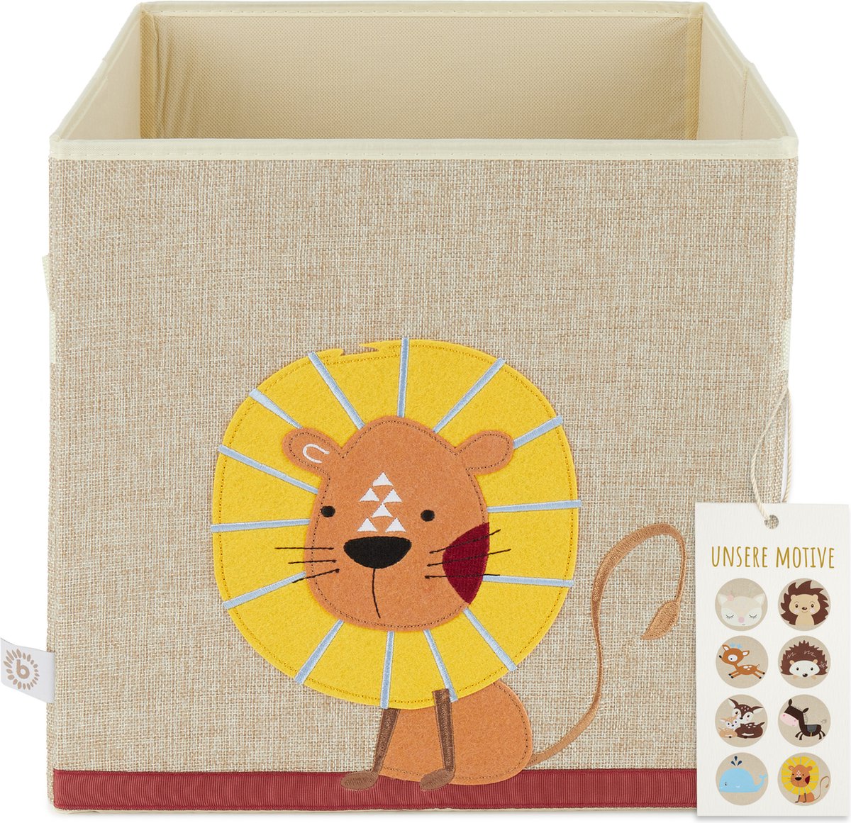 Bieco lion nature 32cm stoffen opbergdoos 04010457