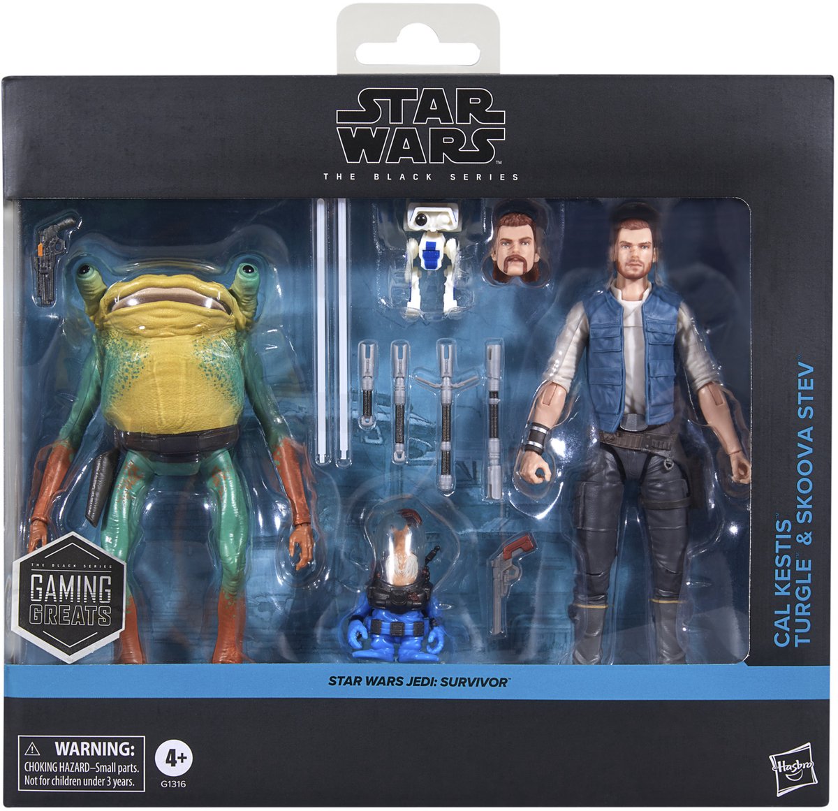 Star Wars la serie nera Cal Kestis, Turgle e Skoova Stev - set di action figure - 15 cm