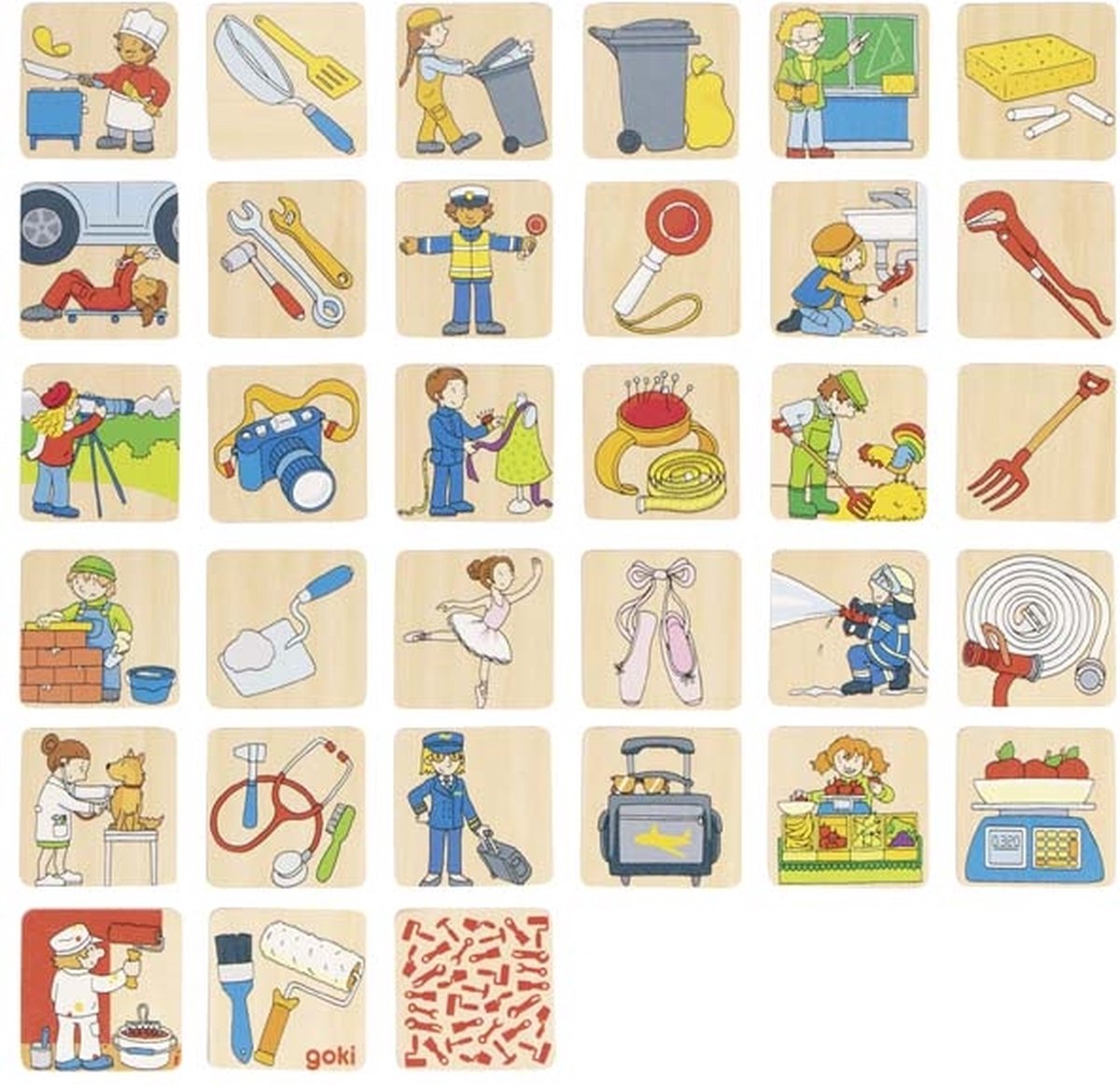 Goki Wooden Memo che gioca professioni, 36dlg.