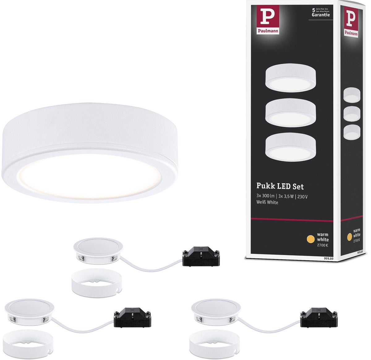 Paulmann Illuminazione sottopensile LED pukk 3x3,5w 65 mm 3x210lm 230v rotondo bianco