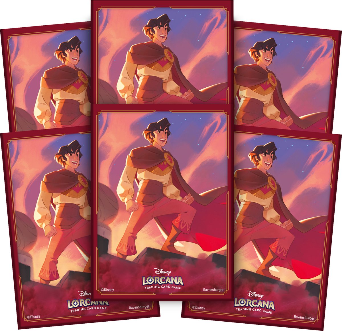 Disney lorcana tcg - cieli scintillanti - aladdin 65 buste protettive