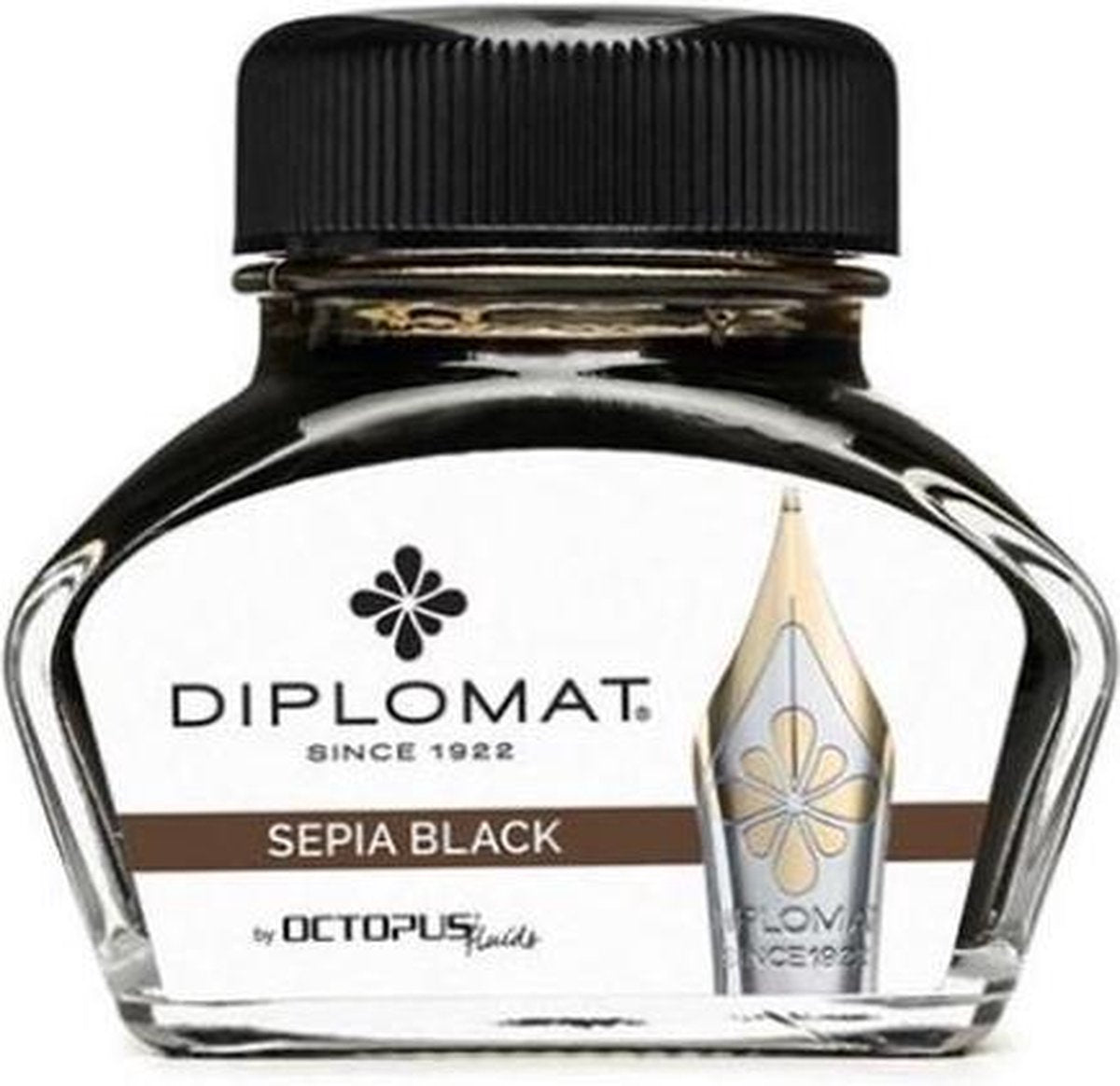 Inchiostro diplomatico diplo octopus 30 ml vetro nero seppia