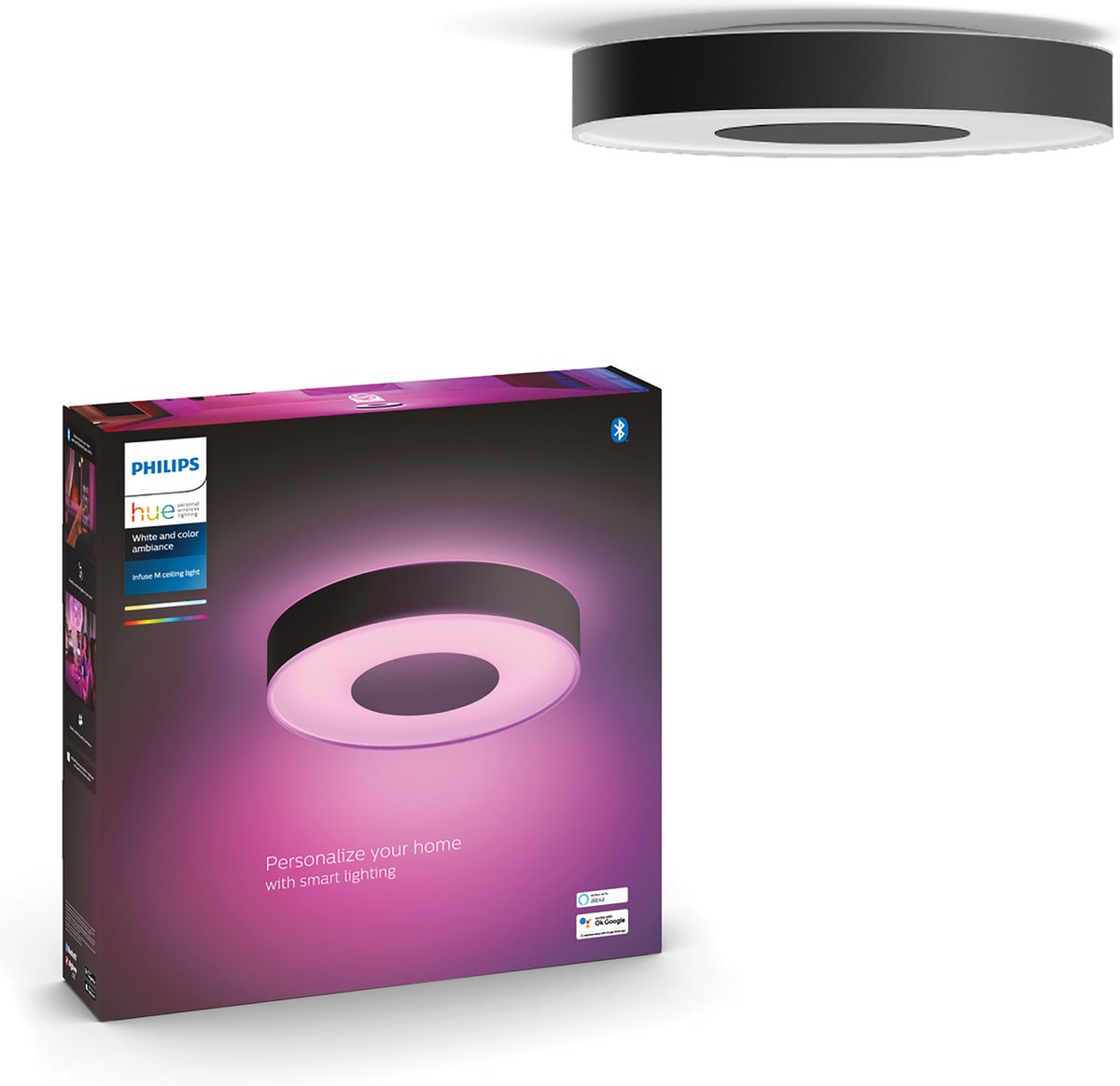 Lámpara de techo Philips hue Infusion - luz blanca y de colores - negro - 38cm