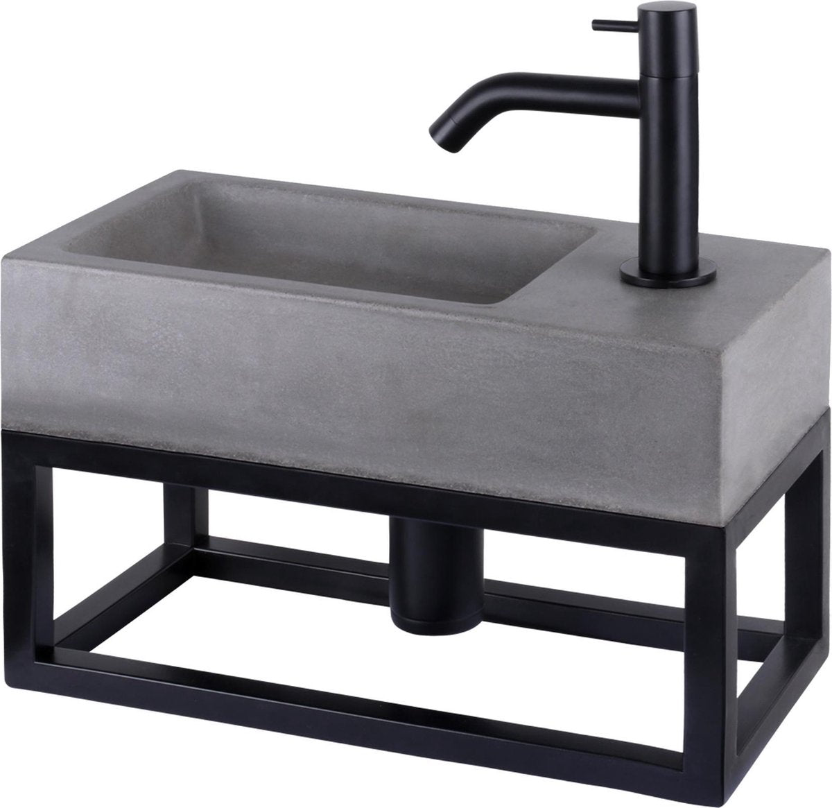 Set fontana Differnz jukon - 38,5x18,5x9 cm - rettangolo - 1 foro per rubinetto - nero opaco - con cornice nera - grigio