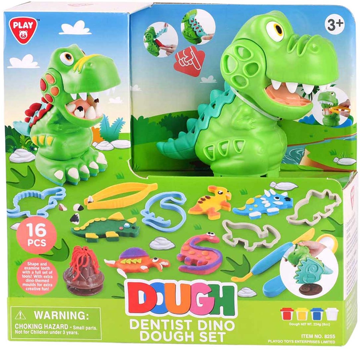 Set di argilla dentista Playgo Dino - 4 vasi di terracotta