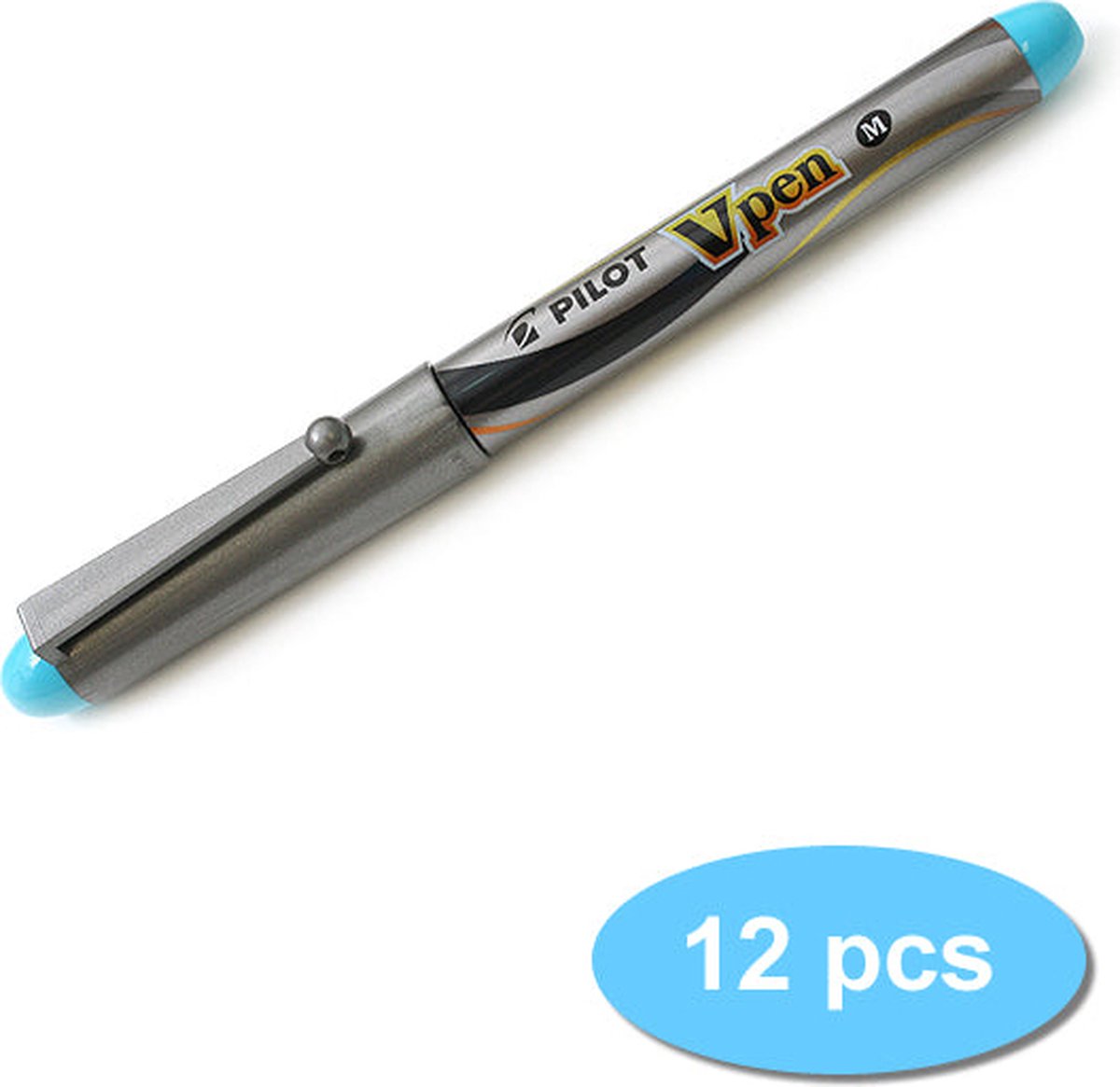 Pluma estilográfica Pilot v-pen plata turquesa 12 piezas