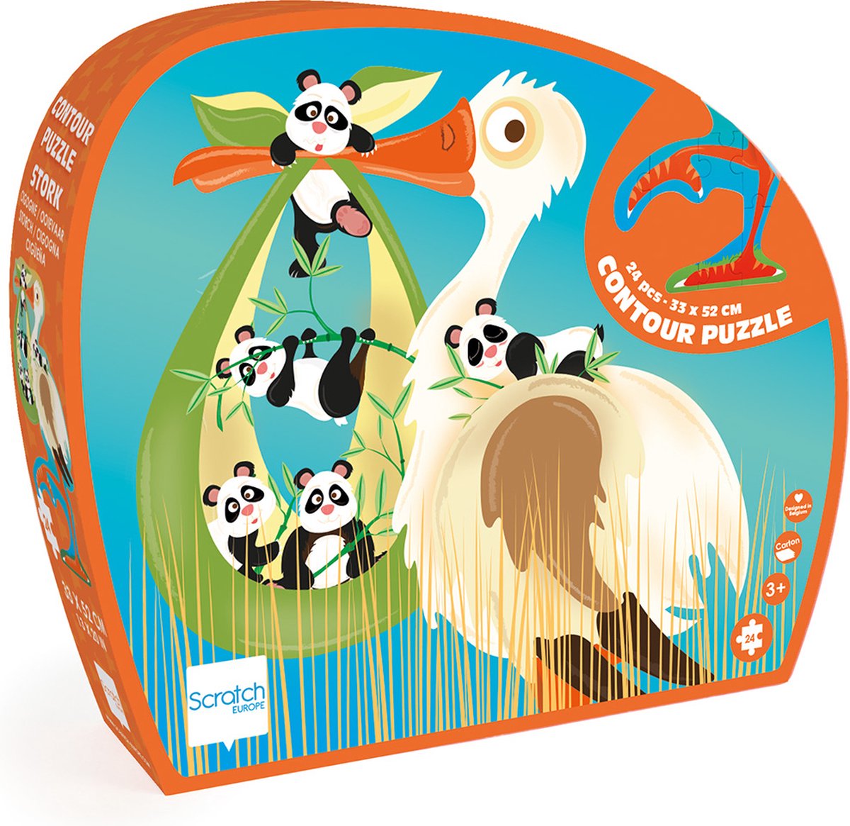 Puzzle con contorni da grattare - cicogna - 32,9x51,9x0,25 cm - 24 pezzi - 3 anni