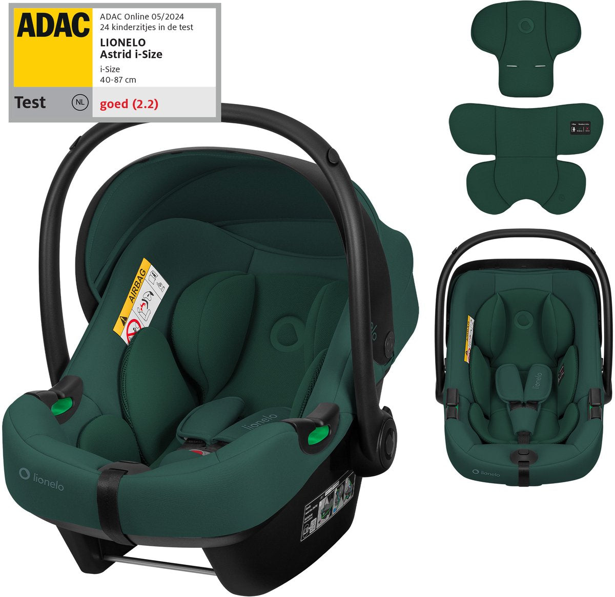 Lionelo Astrid i-size car seat – adac 5-star – 40-87 cm – rwf – memory foam – adjustable headrest (7 cm) – holmbergs belts – compatible with isofix-base stroller – i-size standard – light safe