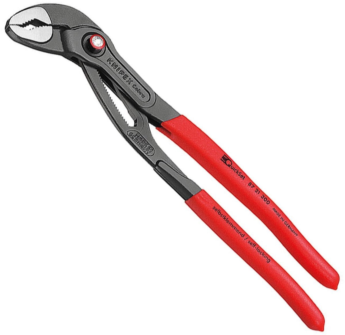 Alicates para bombas de agua Knipex | longitud 300 mm envergadura 60 mm | pulido | conjunto rápido de chaqueta de plástico | 1 pieza - 87 21 300 - 87 21 300
