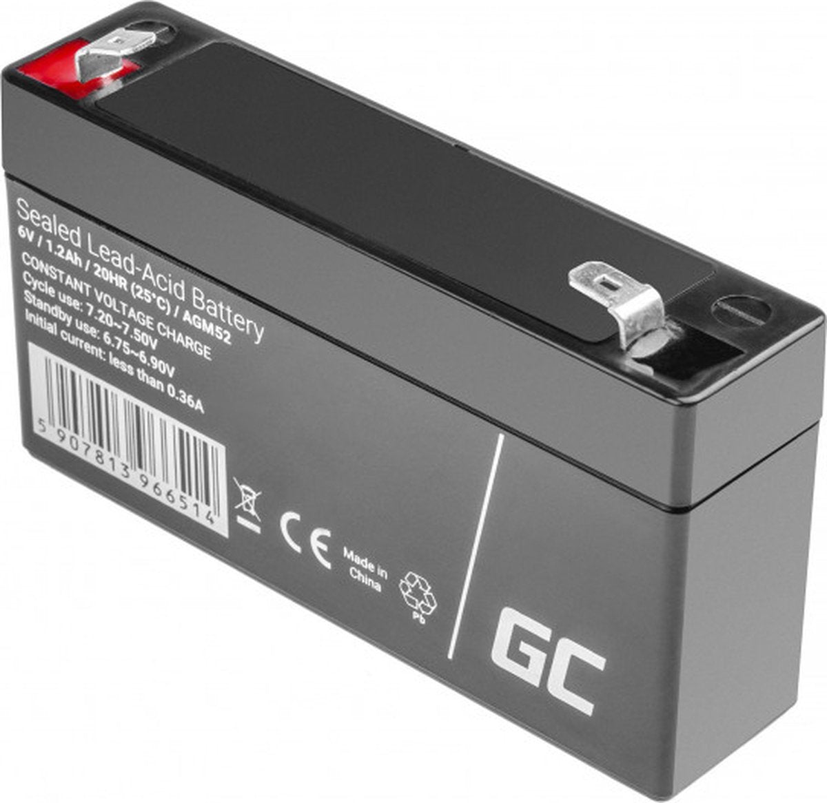 Batteria verde cella 6v 1.2ah (f1 4.6mm) 1200mah vrla agm