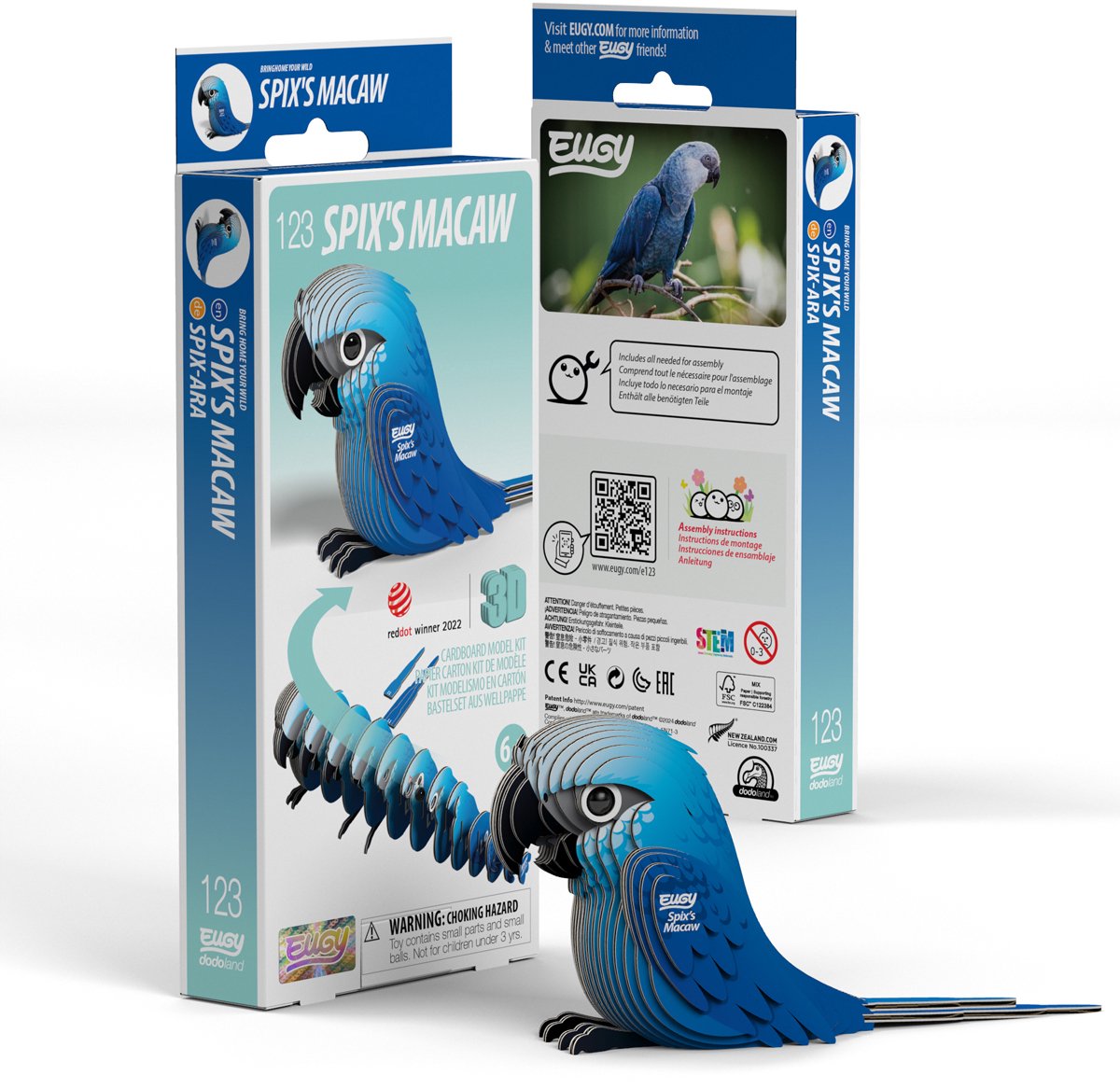 Puzzle 3D Eugy - Ara spix - uccelli - sostenibile - collezionali tutti - 6 anni