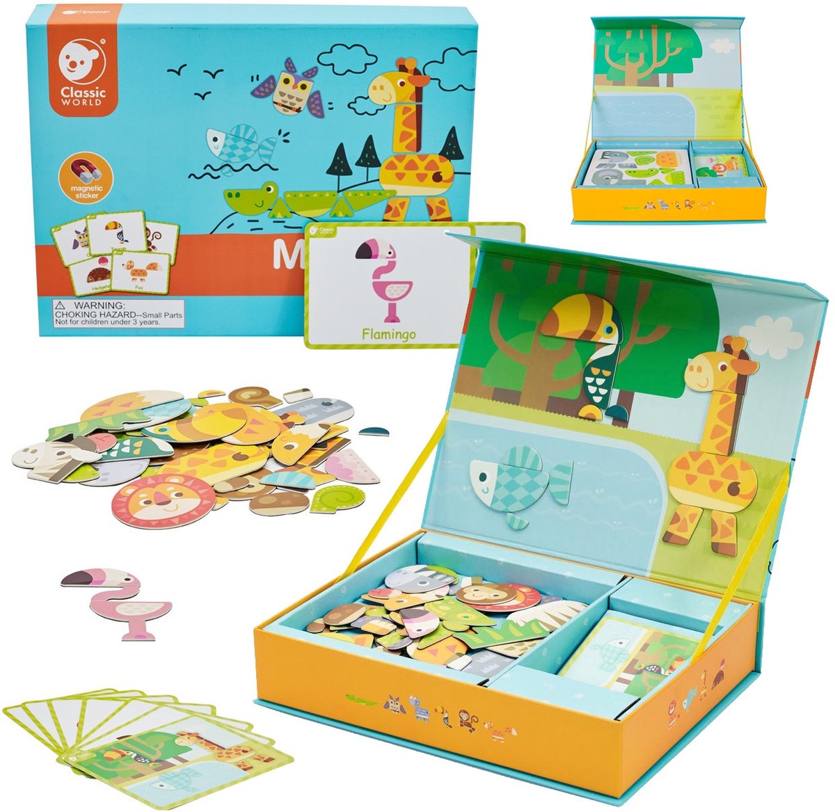 Classic World World Magnet Game Forest Animals, 60DLG.
