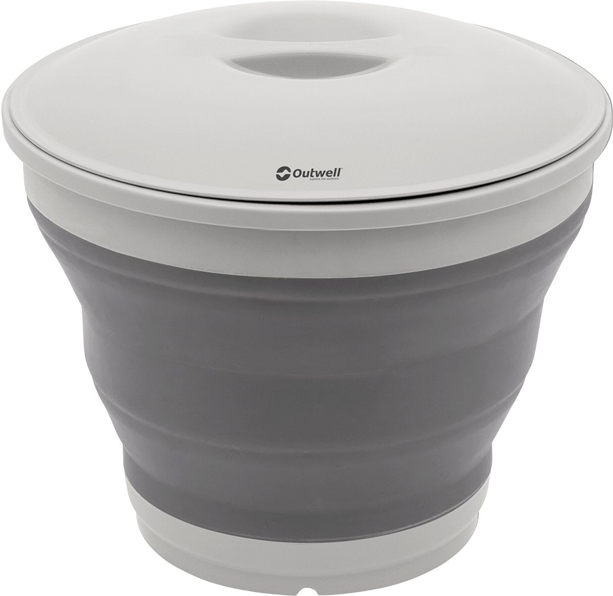 Secchio collassabile Outwell rotondo con coperchio secchio con coperchio pieghevole in silicone grigio