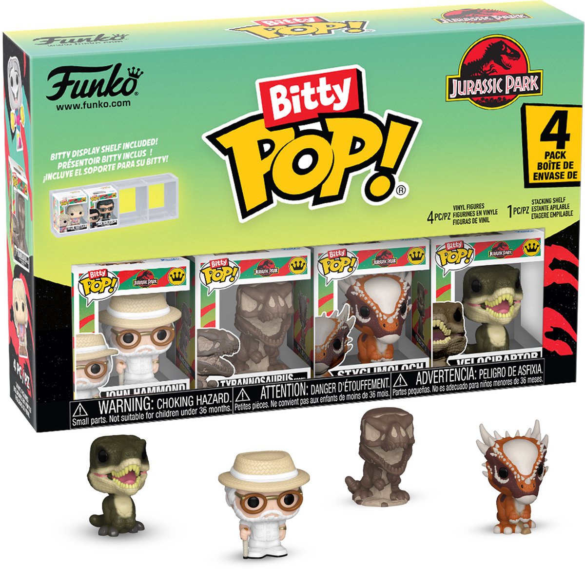 Funko bitty pop paquete de 4: rapaz del parque jurásico
