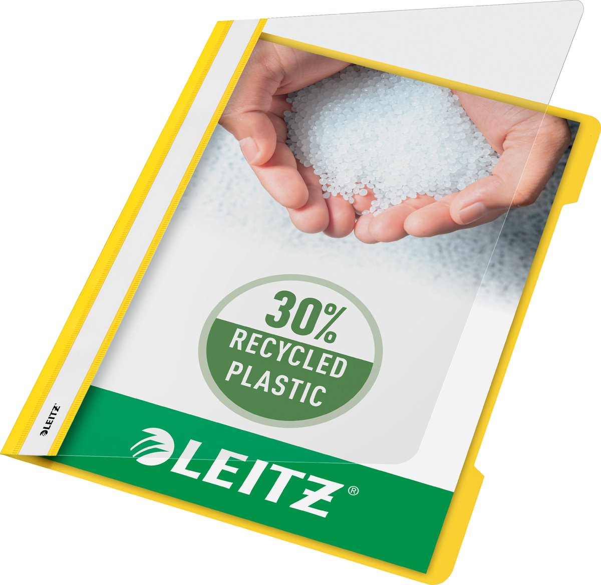 Leitz fast fixer a4 - 30% plástico reciclado preconsumo - 25 piezas - amarillo