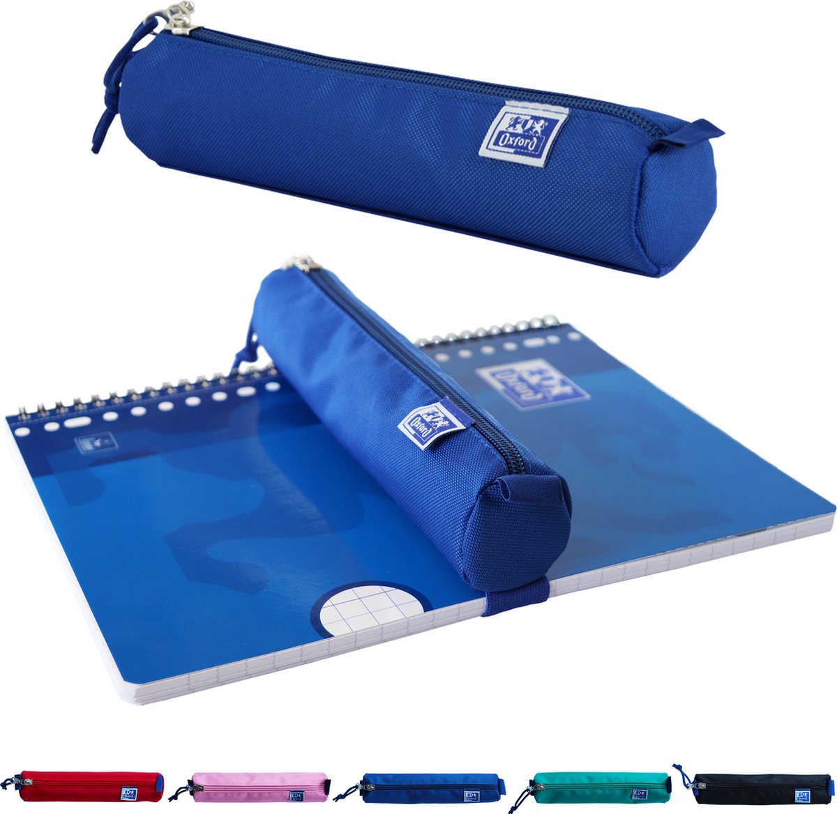 Astuccio Oxford - blu con elastico - astuccio rotondo 22 cm - astuccio per ragazzi - astuccio per ragazze