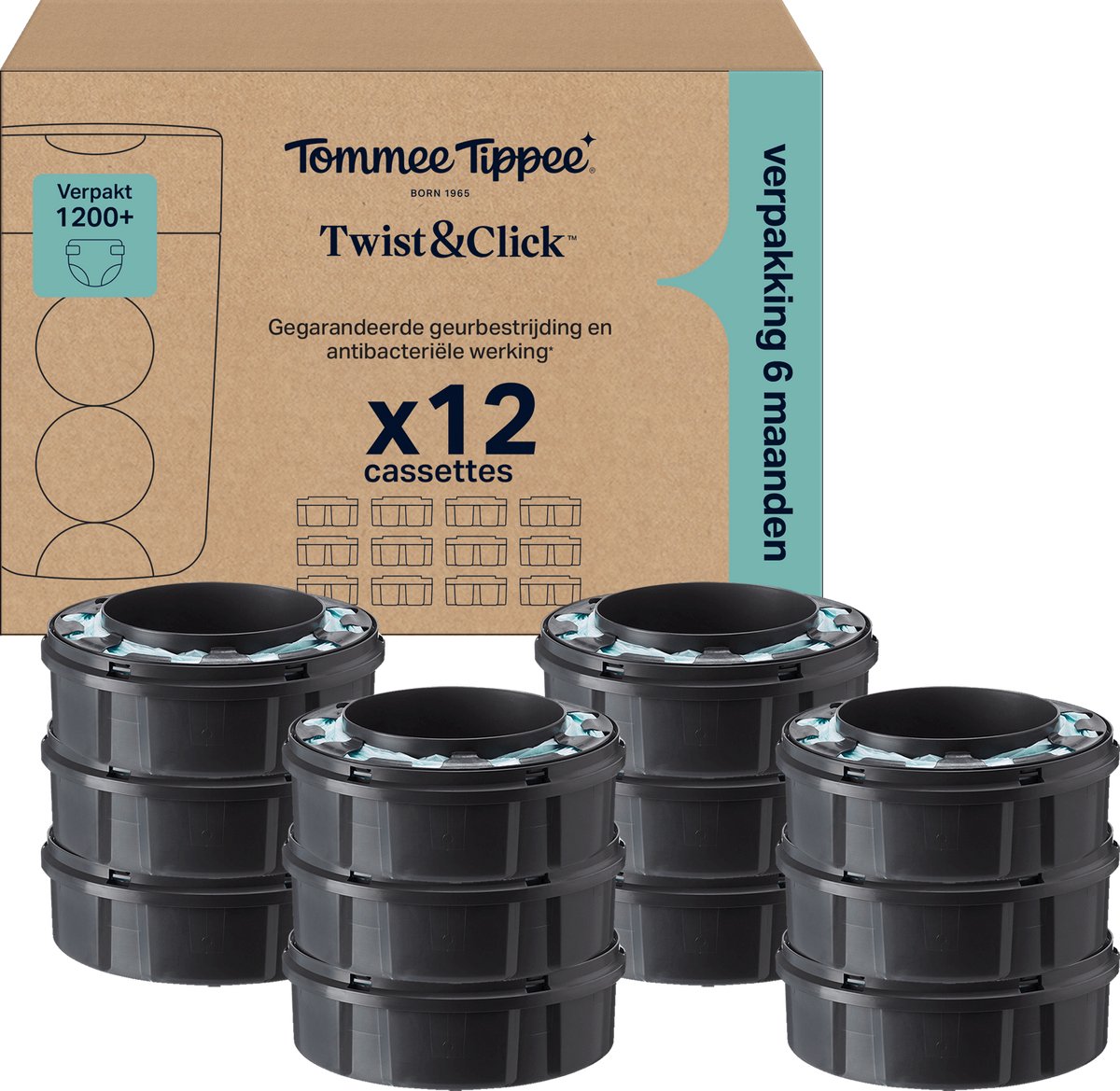 Ricariche per secchielli per pannolini Tommee Tippee Twist Click - Confezione da 12 pezzi - Cassette di ricarica da 12 x 10,5 m