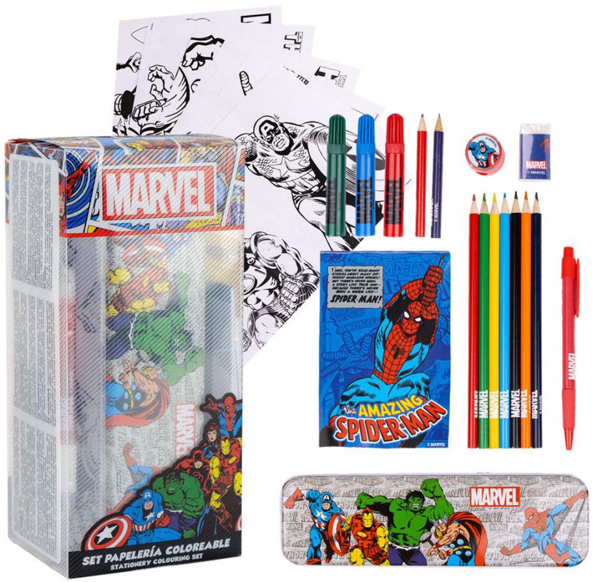 Set da disegno Avengers Marvel Set da disegno con scatola da disegno - 25 pezzi