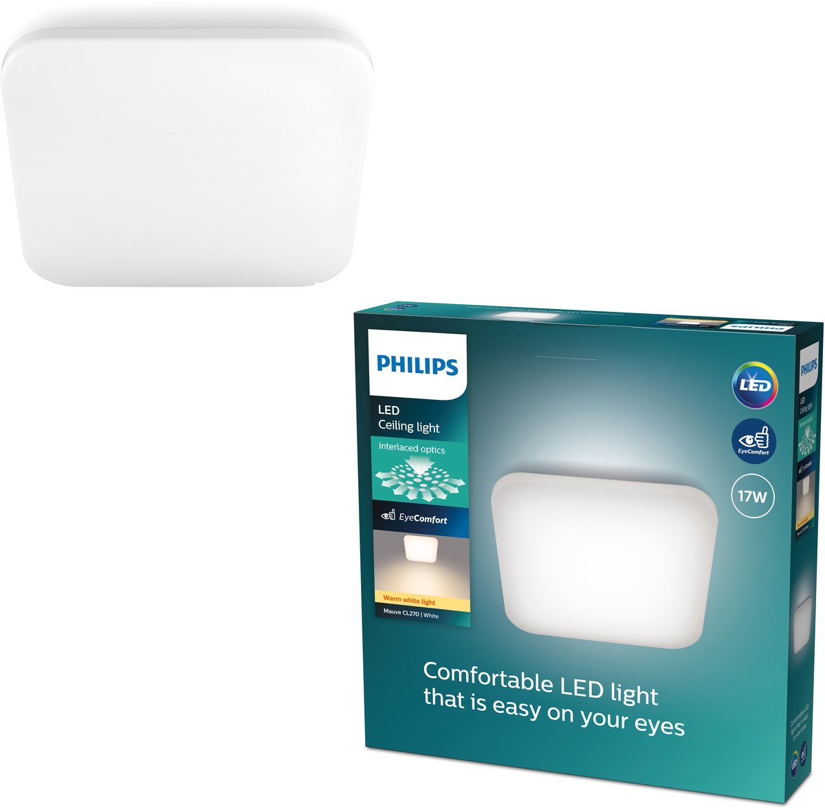 Philips Plafón LED Philips malva - blanco - cuadrado - 17 w
