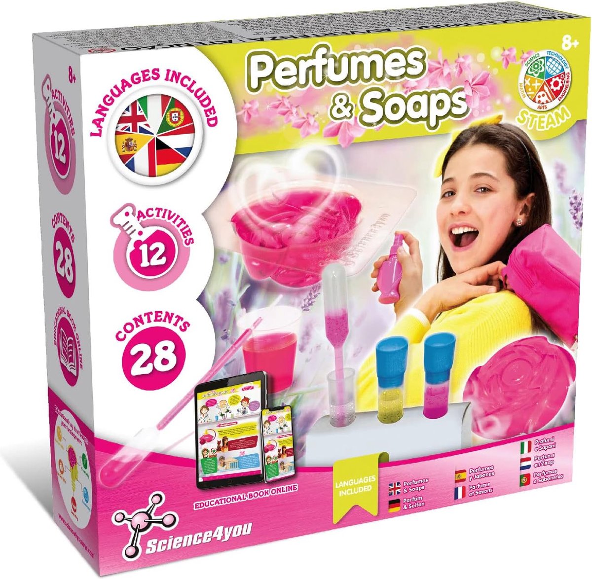 Science 4 you science4you jabones perfumados – kit educativo de bricolaje – 12 experimentos cosméticos con jabones y perfumes – para niños mayores de 8 años
