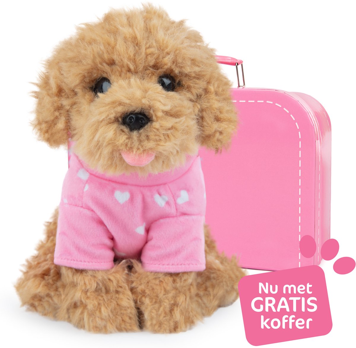 Studio pets by myrna studio pets® pluche knuffel poedel hond cookie 23cm met gratis koffer
