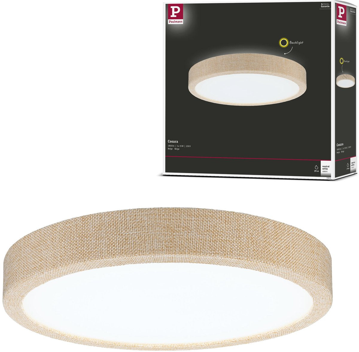 Paulmann Panel LED Cosara IP44 redondo 300 mm 15W 1300lm 4000K beige