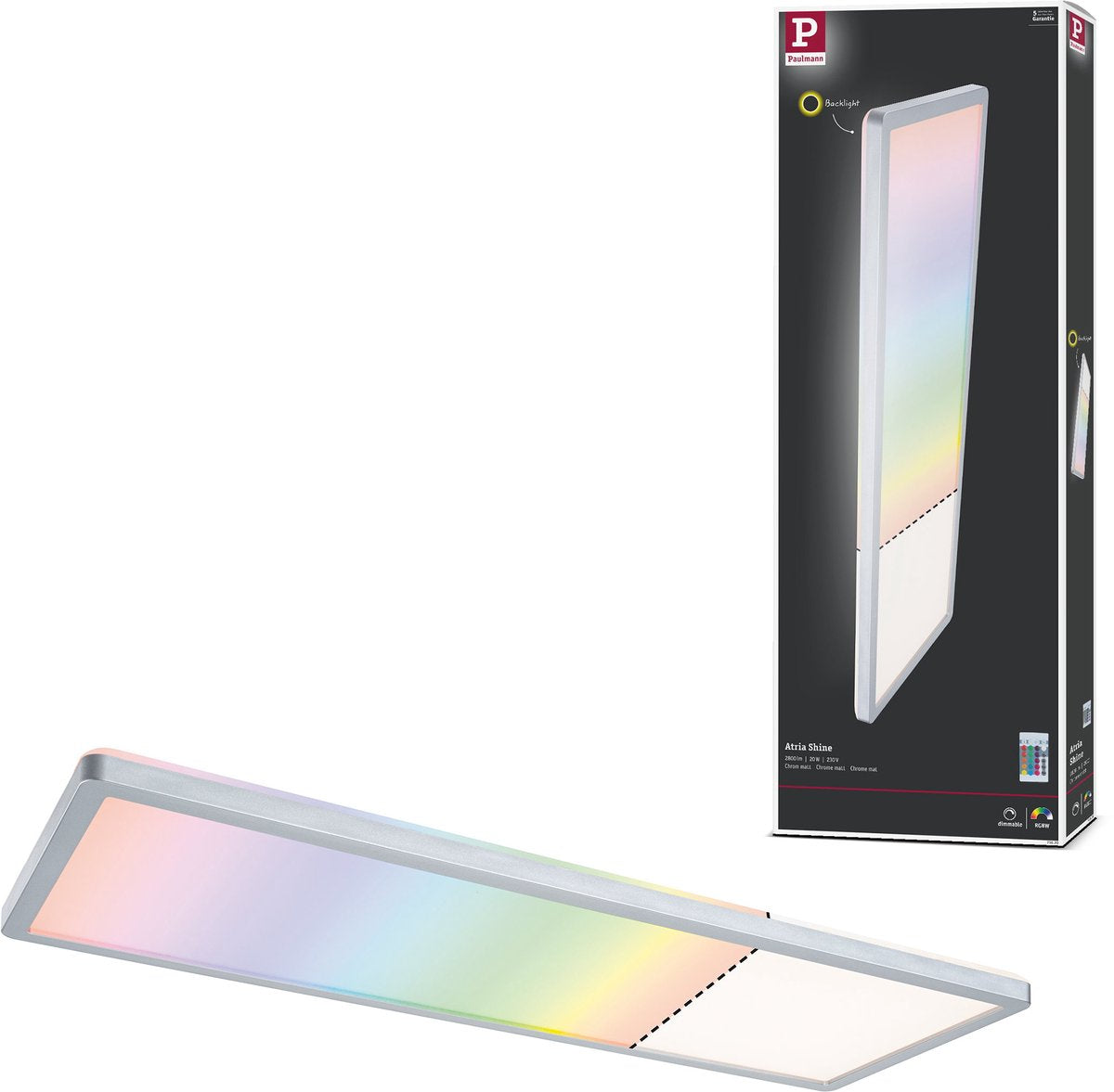 Paulmann Panel LED atria brillo retroiluminación angular 580x200 mm 20w 2000lm rgbw cromo mate regulable