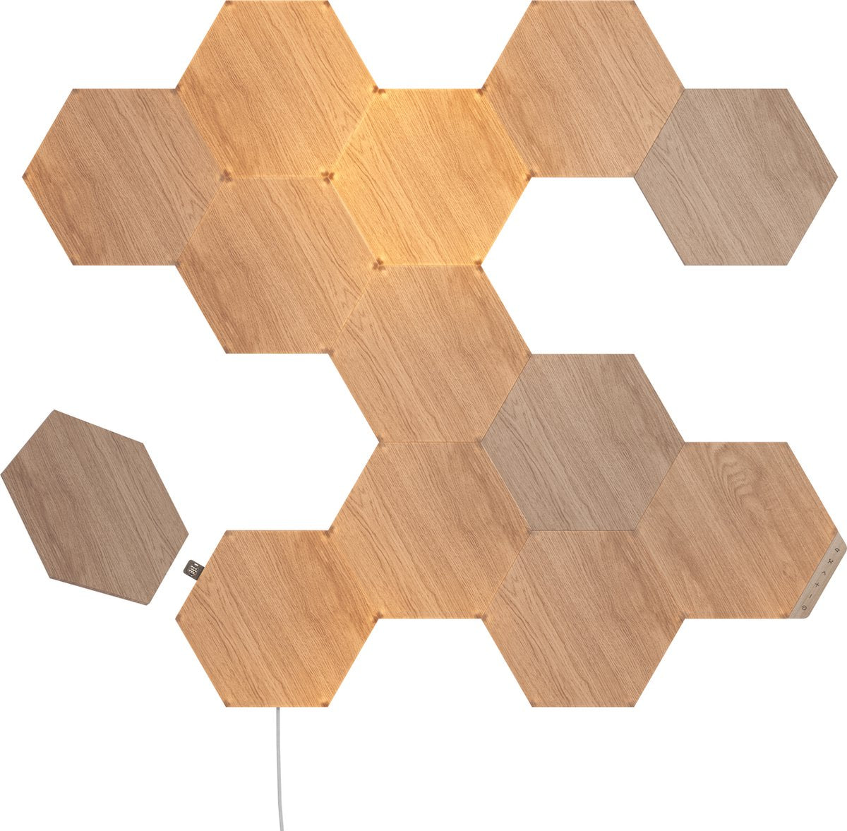 Kit de inicio de hexágonos de elementos Nanoleaf - iluminación inteligente - 13 paneles LED - efecto madera - google