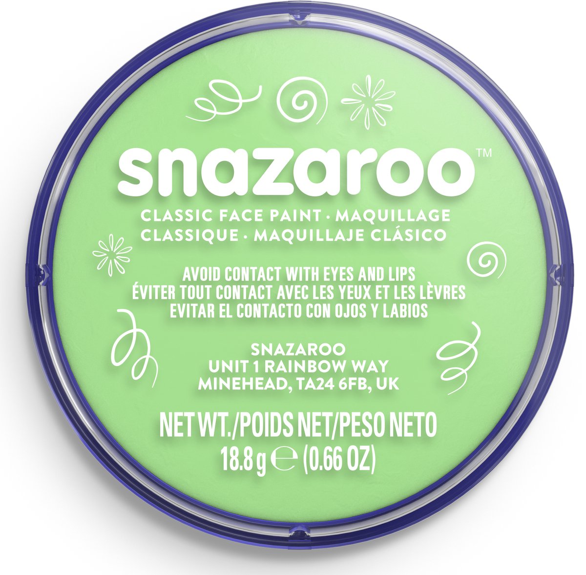 Snazaroo 1118400 - verde chiaro - pittura per il viso aqua da 18 ml pittura per il viso per bambini e adulti