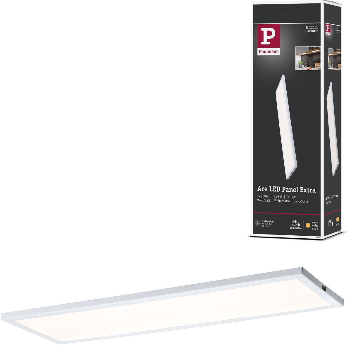 Paulmann iluminación LED bajo mueble ace angular 300x100 mm 520lm 2700k blanco, satinado regulable