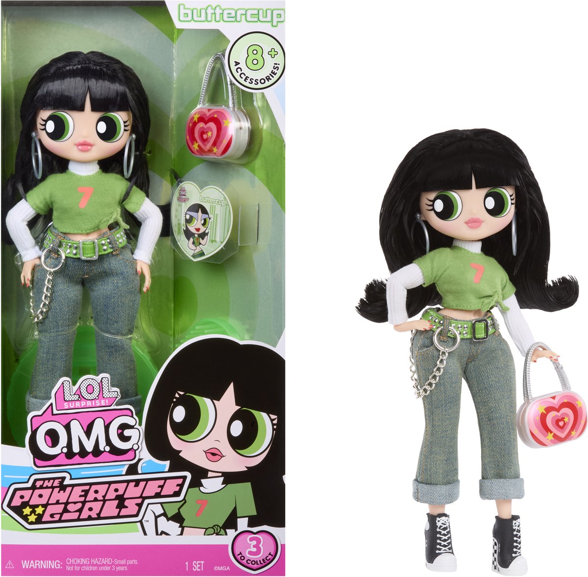 Jajaja. ¡sorpresa! muñeca de moda powerpuff buttercup - muñeca con accesorios.