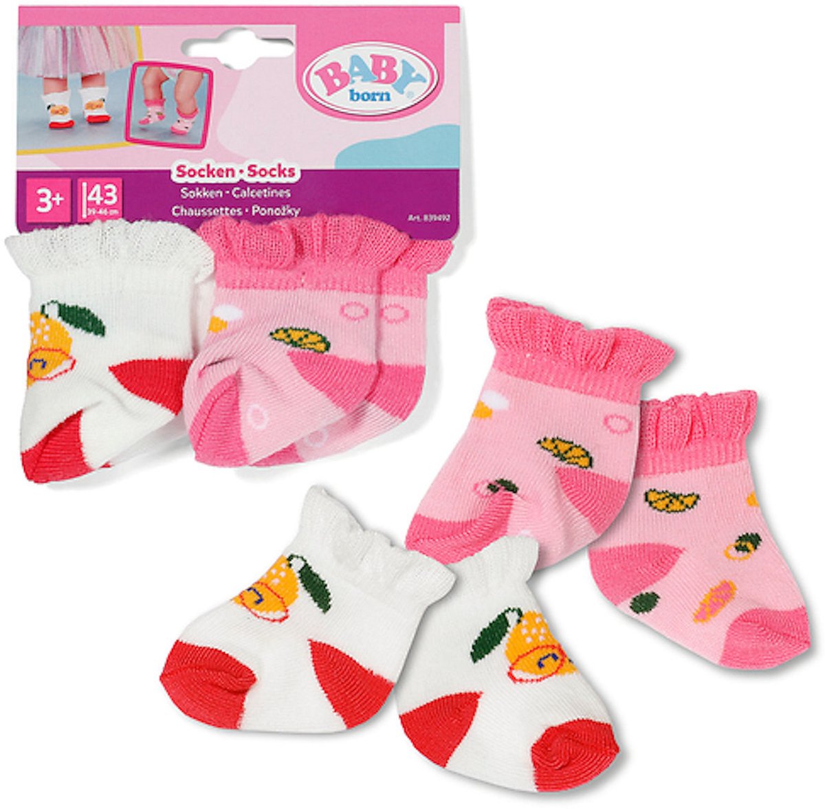 Baby born sokken set poppenkleding 2 paar 43cm multicolor.