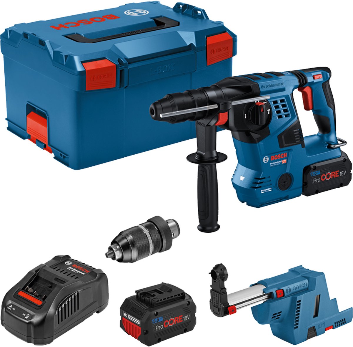 Taladro percutor inalámbrico Bosch GBH 18V-28 CF con SDS Plus 2x 8,0 Ah Proc...
