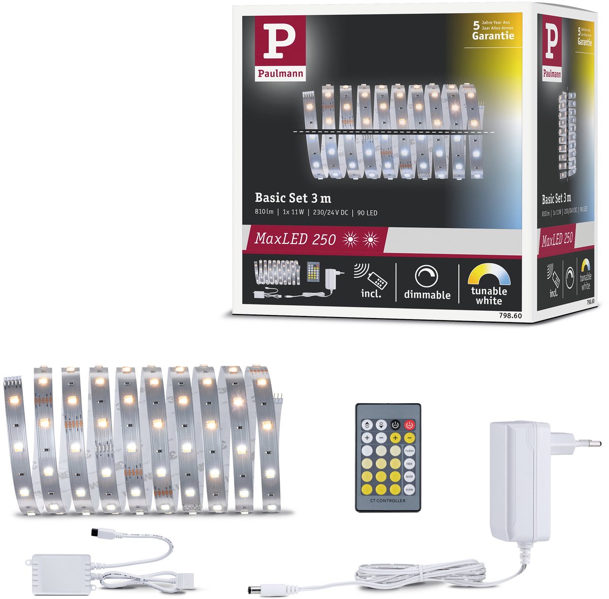 Paulmann maxled 250 set básico tira led 3m tunable blanco 3m 11w 270lm m 30 leds m tunable blanco 24va