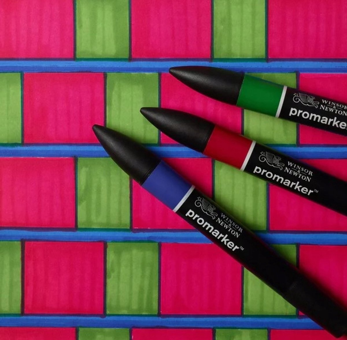 Winsor Newton 0290194 Pro Marker Set 3 Pezzi – Vibrant Tones 2 – Pennarelli ad Alcool con Doppia Punta