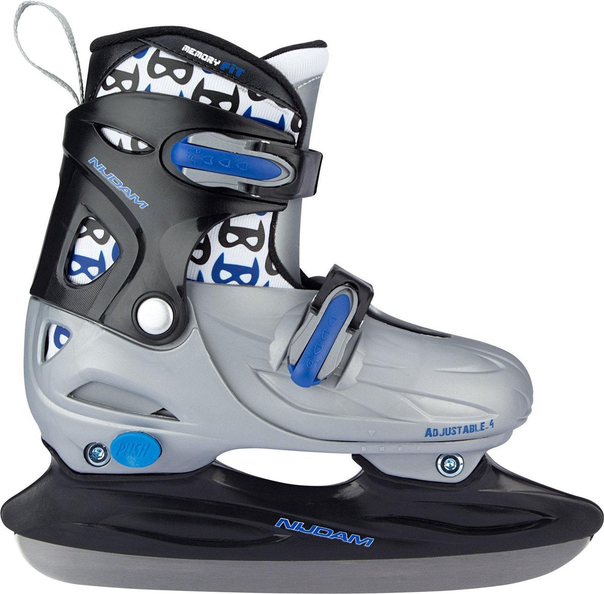 Patín de hockey sobre hielo Nijdam - ajustable - bota dura - gris - talla 30-33