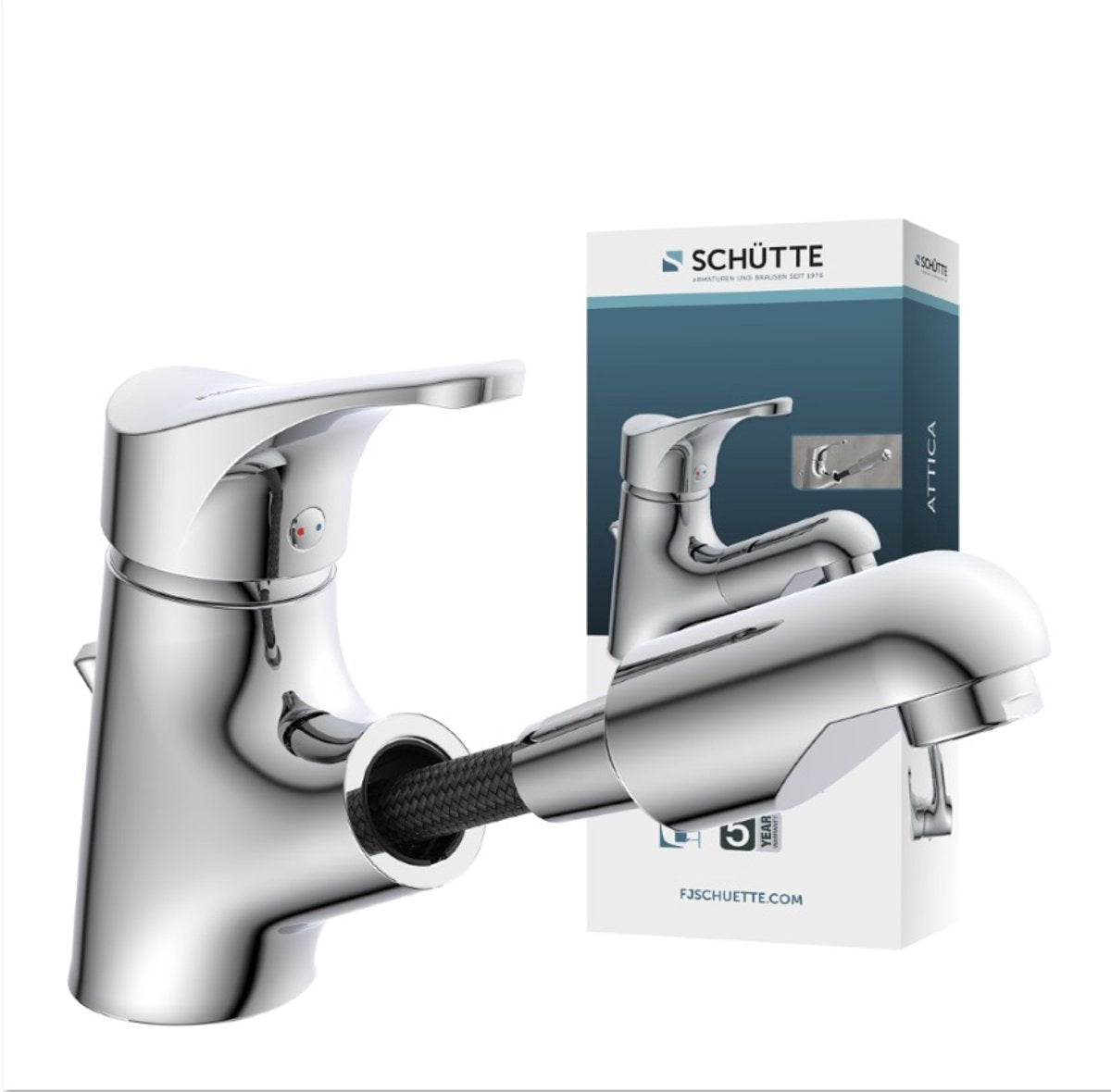 Schütte Schütte Washbasin mezclador con salida extensible Attica Chrome
