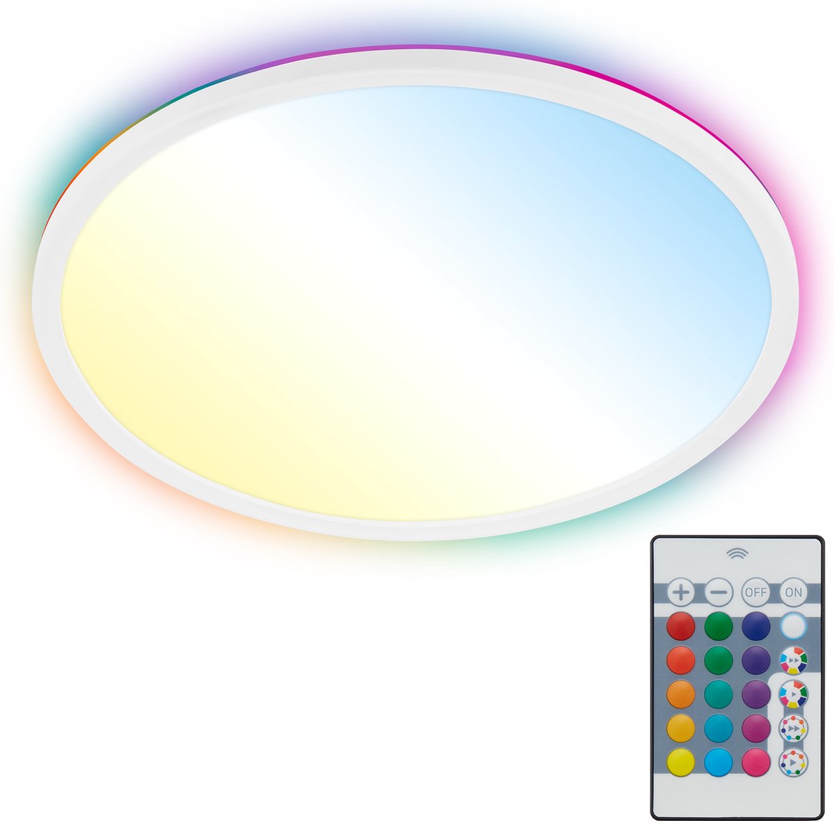 B.K.licht - Lampada da soffitto a LED - con RGBIC - retroilluminazione - con telecomando - CCT - dimmerabile - 42x3 cm - bianco