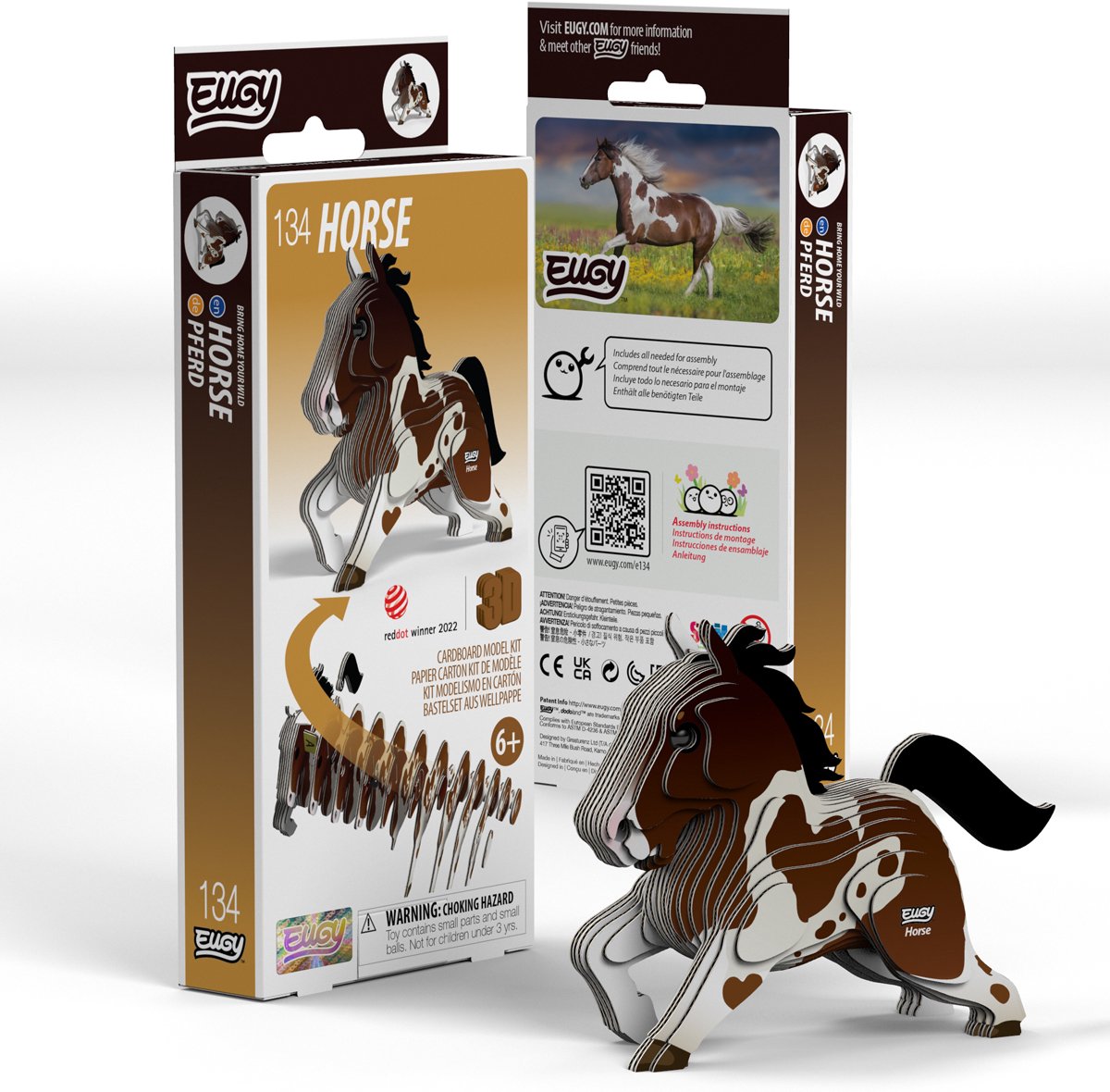 Puzzle 3d Eugy - caballo - animales de granja - sostenible - colecciónalos todos - 6 años