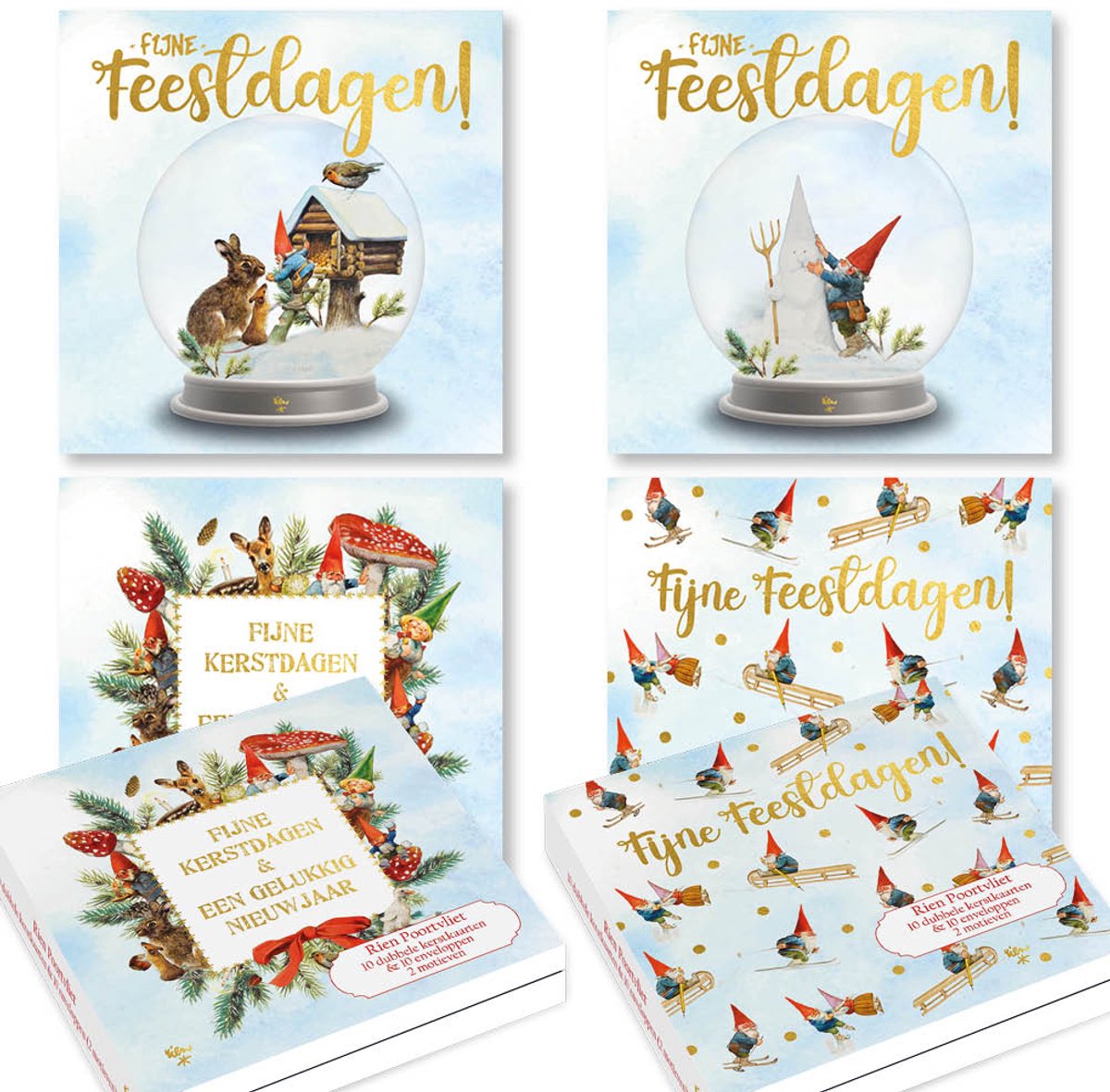 Cartoline di Natale dello gnomo Rien Poortvliet - set 3