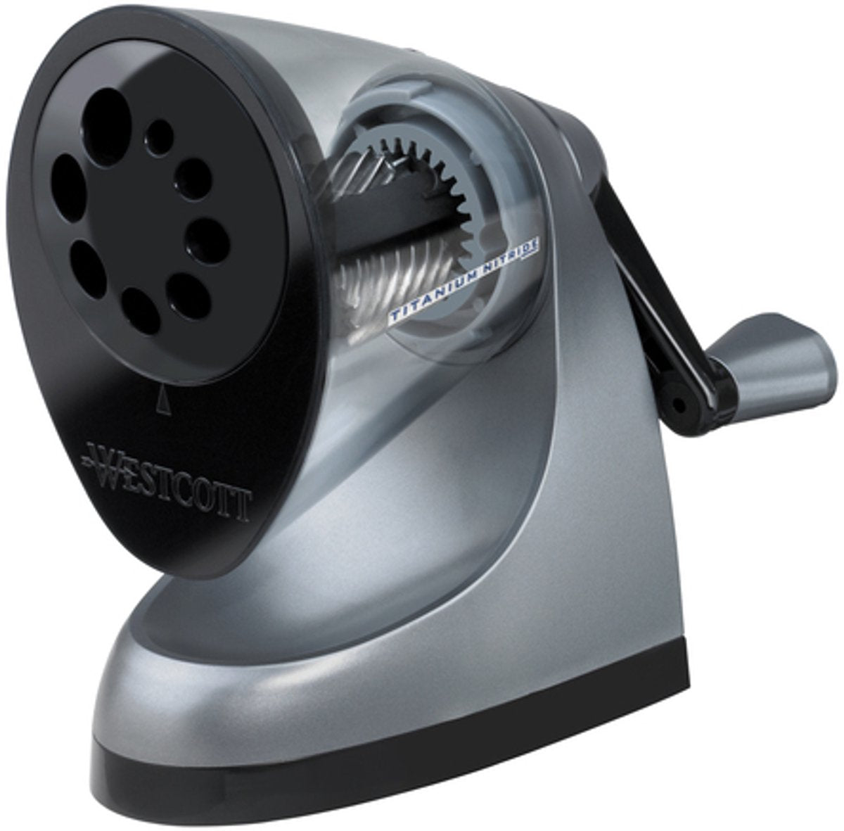 Westcott ipoint pencil sharpener - table model - including table clamp - 7 - 12 mm - silver - ac-e16549