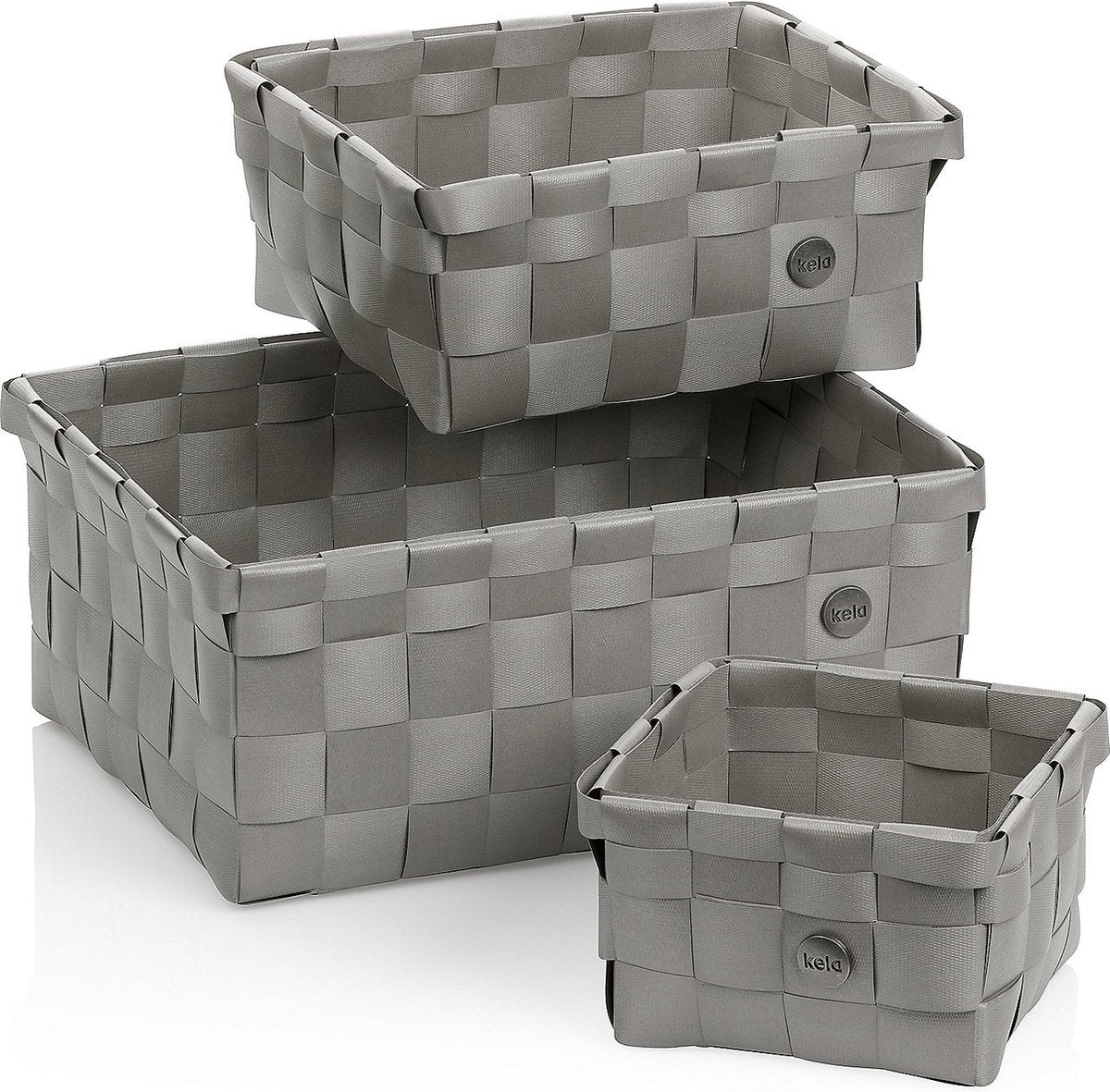 Cestino Kela, set da 3 pezzi, polipropilene, grigio argento - | neo